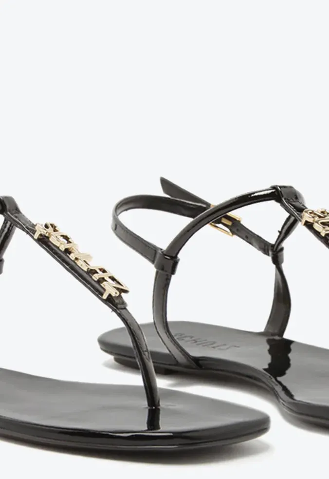 Sandália Rasteira Crystal Logo Schutz